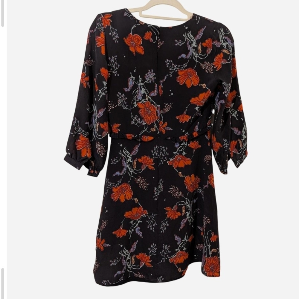 Pre-owned Floral V-Neck Black Dress - Picture 3 of 8